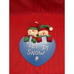 Snowman Door Hanger Wall Decor Let it Snow Winter Holiday